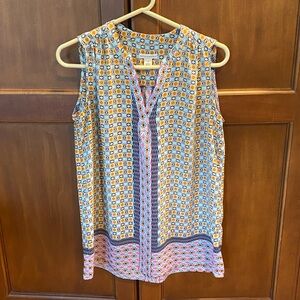 Floral Sleeveless Top - multi color border print